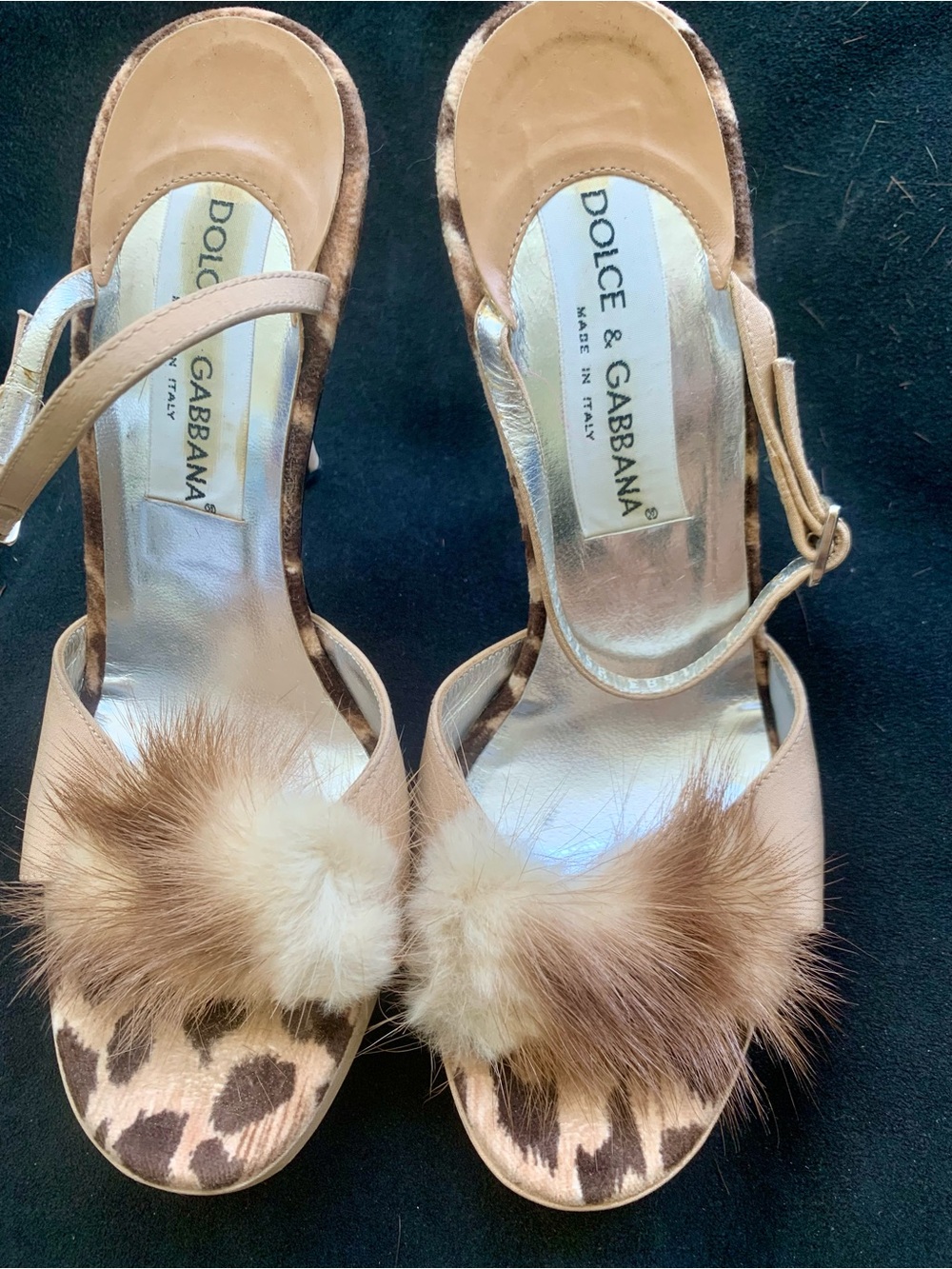 Vintage Dolce & Gabvana leather with fur animal print Sandals. - Picture 2 of 6
